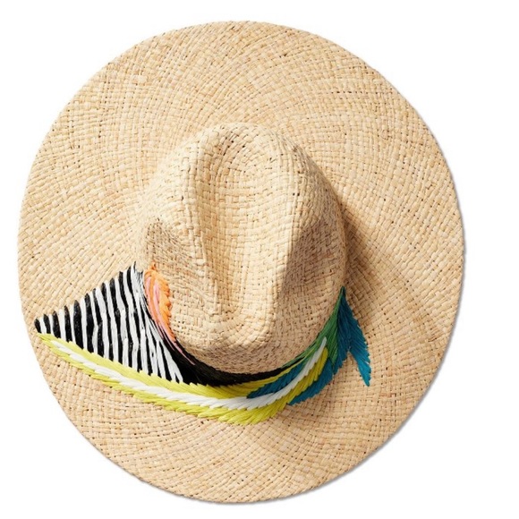 tabitha brown Accessories - BOTANICAL PRINT EMBROIDERED STRAW HAT